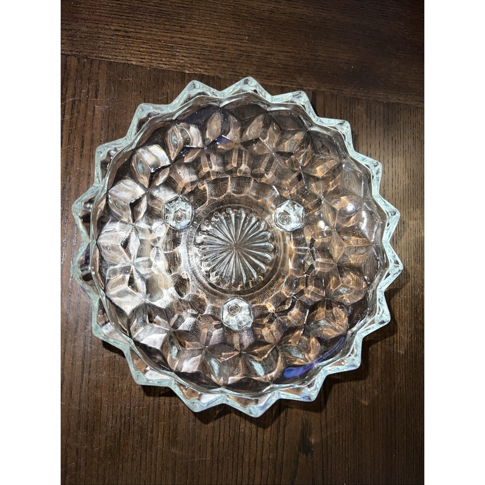 Vintage American Clear Glass 3 Foot 7" Candy Dish Bowl